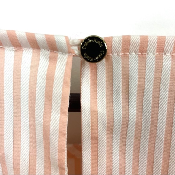 2 for 25 💥 Calvin Klein Striped 3/4 Ruffled Top in White and Blush - Picture 4 of 5